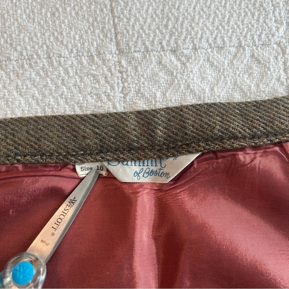 Vintage 70s Wool A-Line Skirt: Tan Brown Menswear Check, Size Medium - Picture 13 of 16